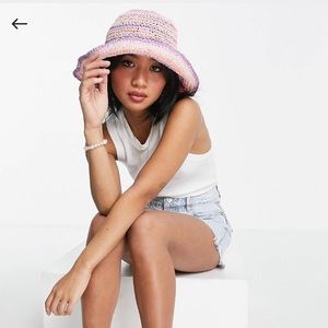 South Beach straw crotchet bucket hat